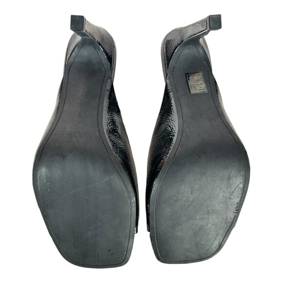 DKNY Anya Peep Toe Open Toe Black Heel Size 11 Patent Leather - Picture 5 of 7